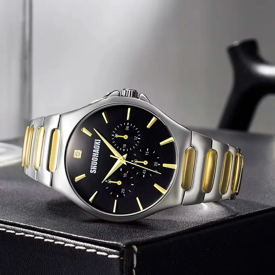 1Pc Men's Stainless Steel Strap Casual Fashion Waterproof Simple Watch