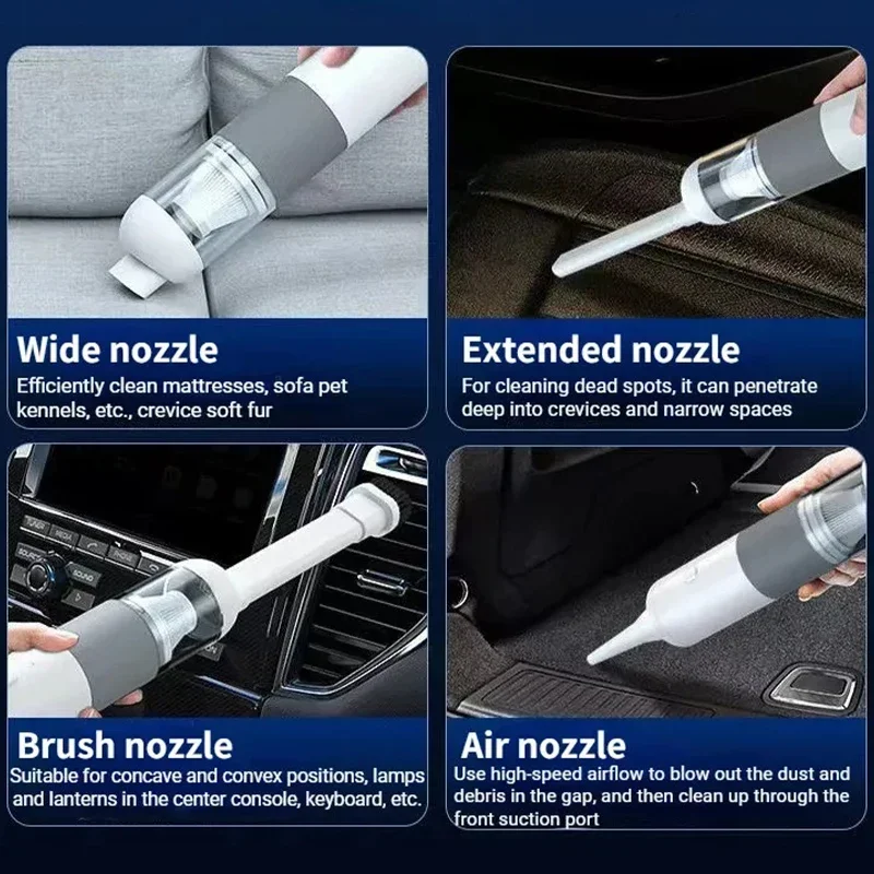 เครื่องดูดฝุ่นในรถยนต์ไร้สายเสี่ยวมี่เครื่องดูดฝุ่นในรถยนต์แบบ 3-in-1 ใหม่ เครื่องดูดฝุ่นหุ่นยนต์แบบพกพา เครื่องดูดฝุ่นมือถือขนาดเล็ก