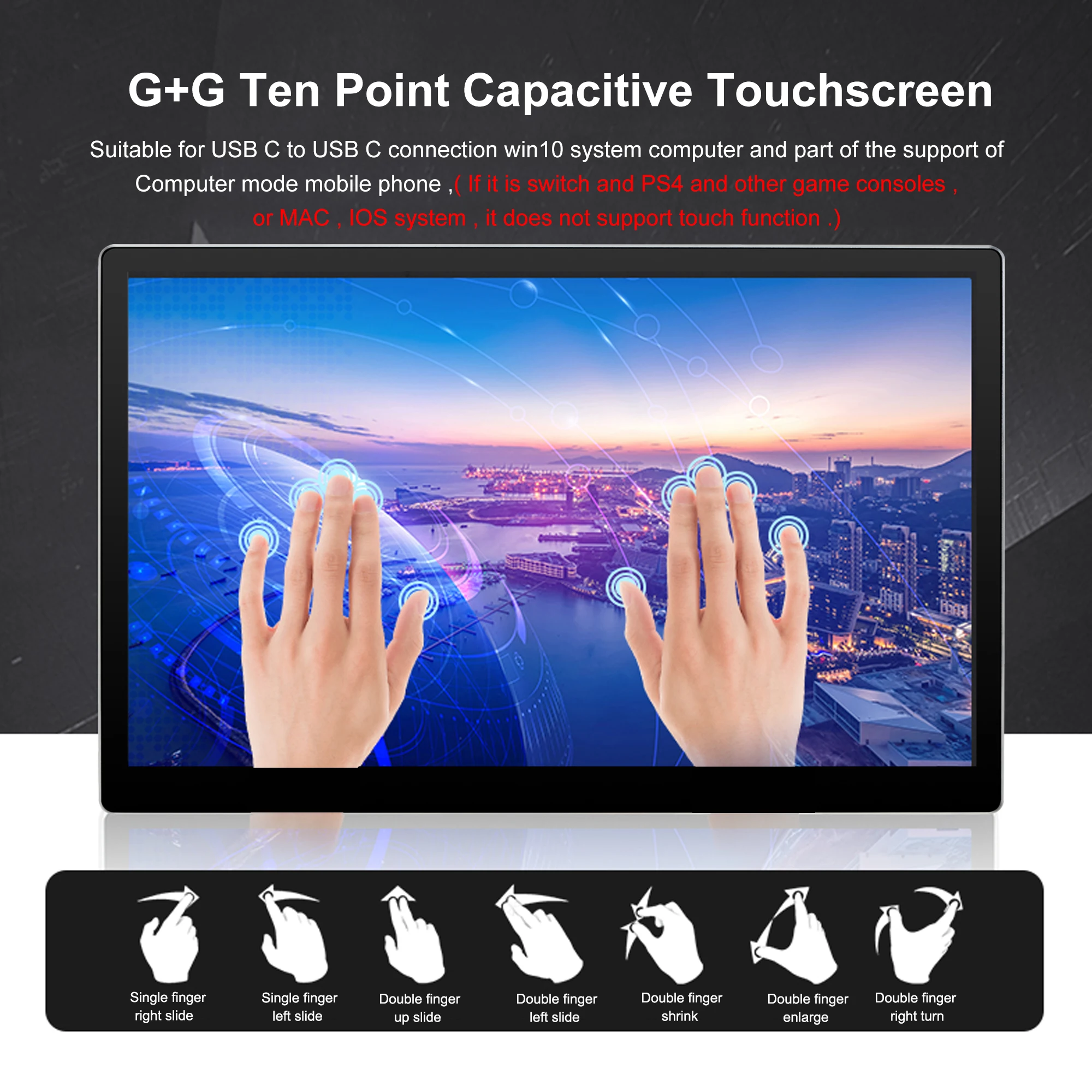 Wisecoco 2.5K 8.9 polegada Raspberry Pi Touchscreen Monitor HDMI para Raspberry Pi 3 4 16:10 Dispaly Tipo c para Mac com estojo de couro