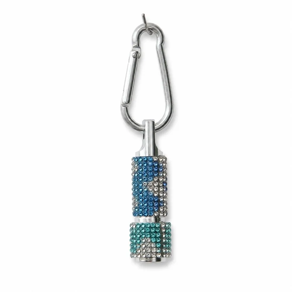 Emergency Diamond-encrusted Mini Flashlight Carabiner Clip Button Battery Mini LED Flashlight Keychain Twist Switch