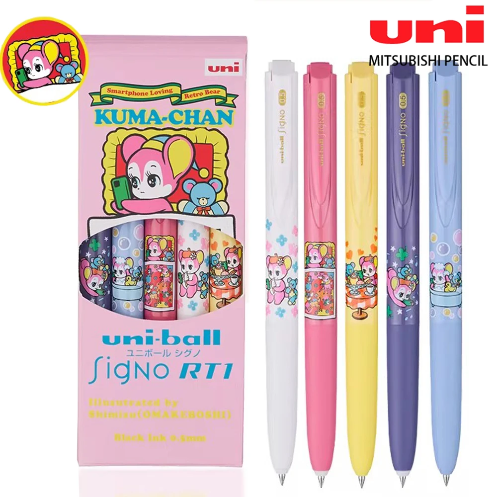 

5pcs Japan UNI Limited Edition Gel Pen UMN-185 Cartoon Neutral Pen 0.5mm Black Quick Drying Smooth Stationery School Supplies