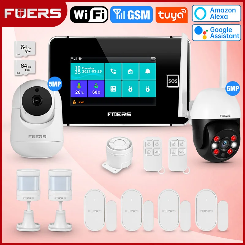 

FUERS WiFi GSM Tuya Smart Home Security Alarm System G60B 4.3 Inch Anti-theft Alarm Temperature Humidity Display 433MHz Control