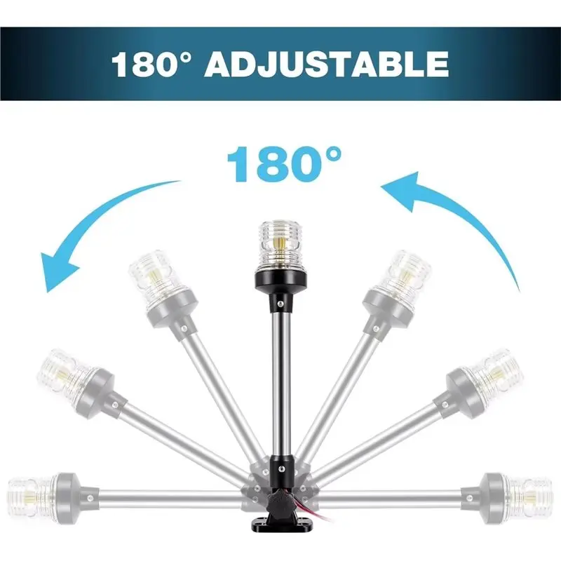 Y67A-For Boats For Pontoon Compatible Anchor Light Boat Stern Light Waterproof 9 Inches Fold Down Marine Navigation Lights LED