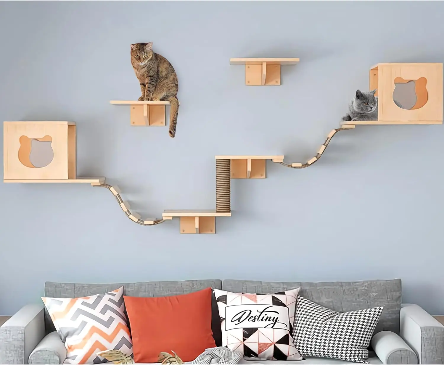 

Cat Wall Furniture, Shelves, Floating Wood Climb Wall-Mounted Playing Climber