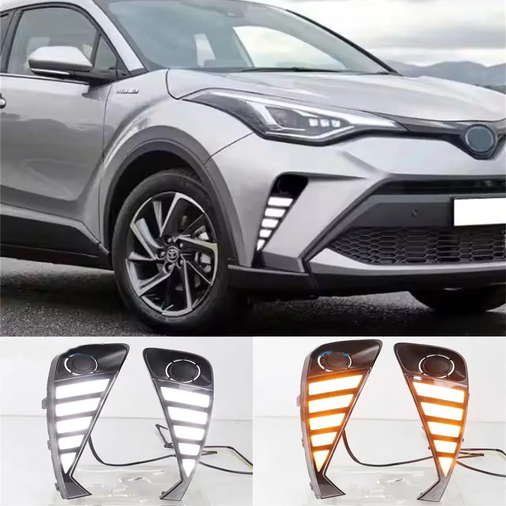 

Front Fog Lamp Cover With Led Drl For Toyota CHR C-HR 2021 2022 Daytime Running Light Daylight