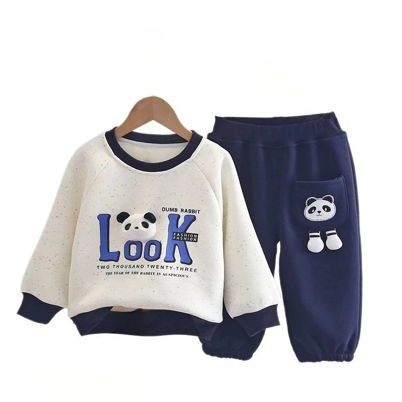 

Новая осенне-зимняя одежда для малышей, костюм, детская плотная футболка с длинными рукавами для девочек, брюки, 2 шт./компл., одежда для младенцев, детские спортивные костюмы