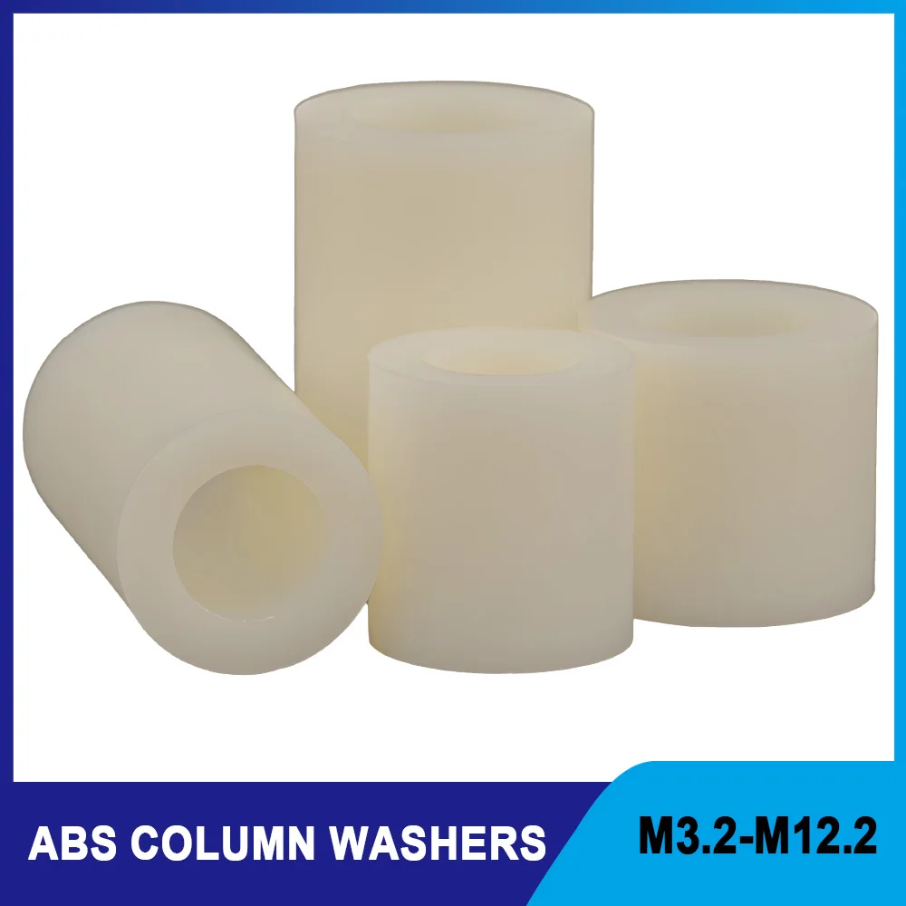 Beige ABS Plastic Insulation Column Washers M3 M4 M5 M6 M8 M10 M12 Board Rack Non-thread Hollow Standoffs Pillars Screw Spacers