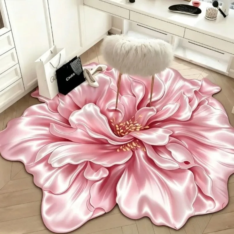 

60x60cm Flower Print Diatom Mud Bath Mat Quick Dry Non-Slip Floor Rug Bathroom Door Mat Non Slip Floor Mat Home Daily Use