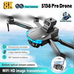 S138 8K GPS Drone Dual Camera Wifi FPV Obstacle Avoidance Optical flow localization RC aircraft Folding Brushless Dron Gift Toy