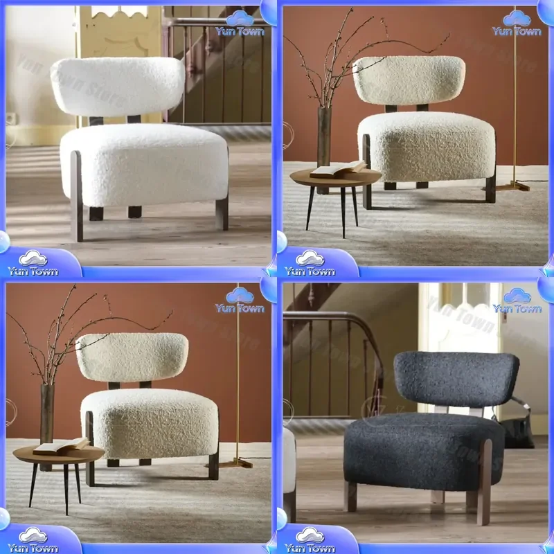 for Nordic simple solid wood single leisure chair for living room soft decoration designer model room hotel club lazy sofa