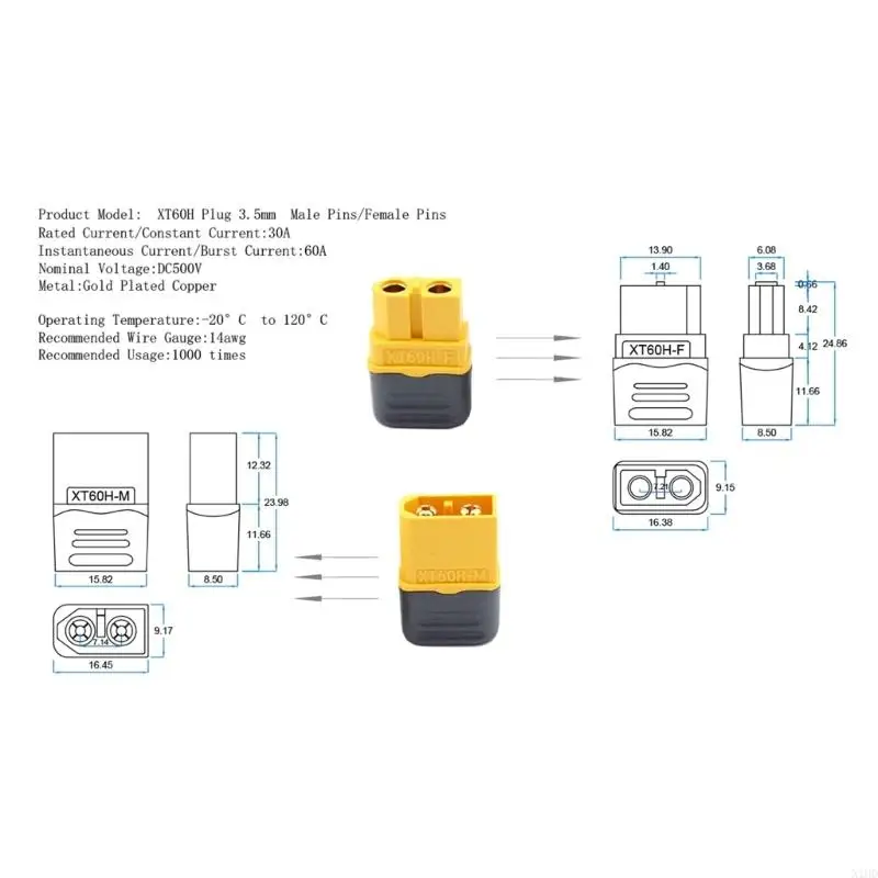 

N1HD 5/10 Pair XT60H Connectors Suitable For Remote Control Battery Power Connectors