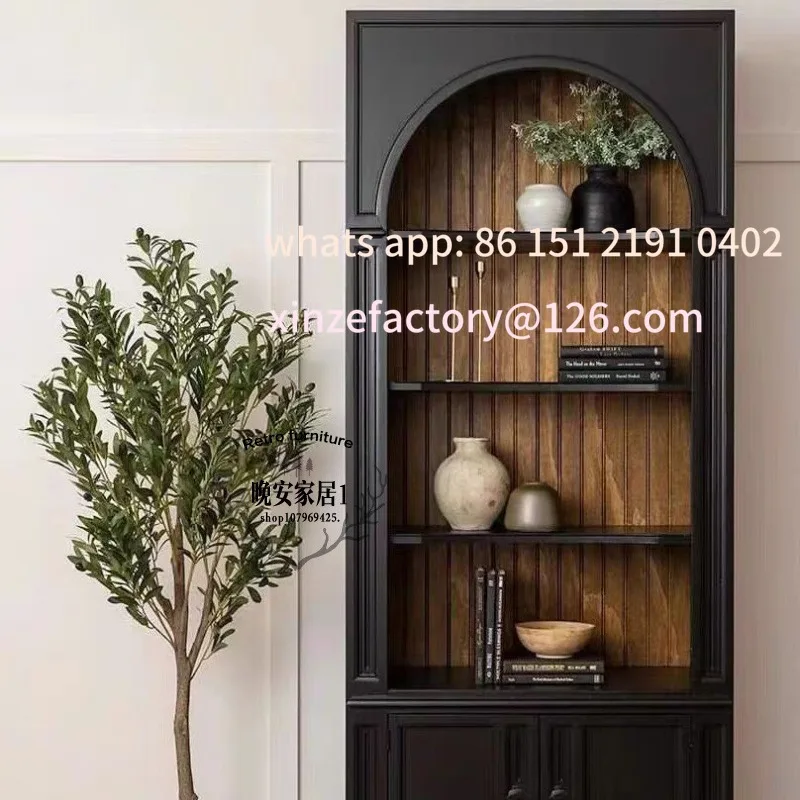 

Customizable American Country Classical Solid Wood Arched Bookcase Entrance Display Cabinet