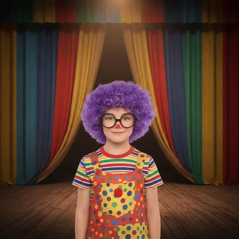 Gift Various Coloured Props Clown Cosplay Football Fans Black Afro Curly Wig Synthetic Wigs Curly Hair Children/Adults Dressing