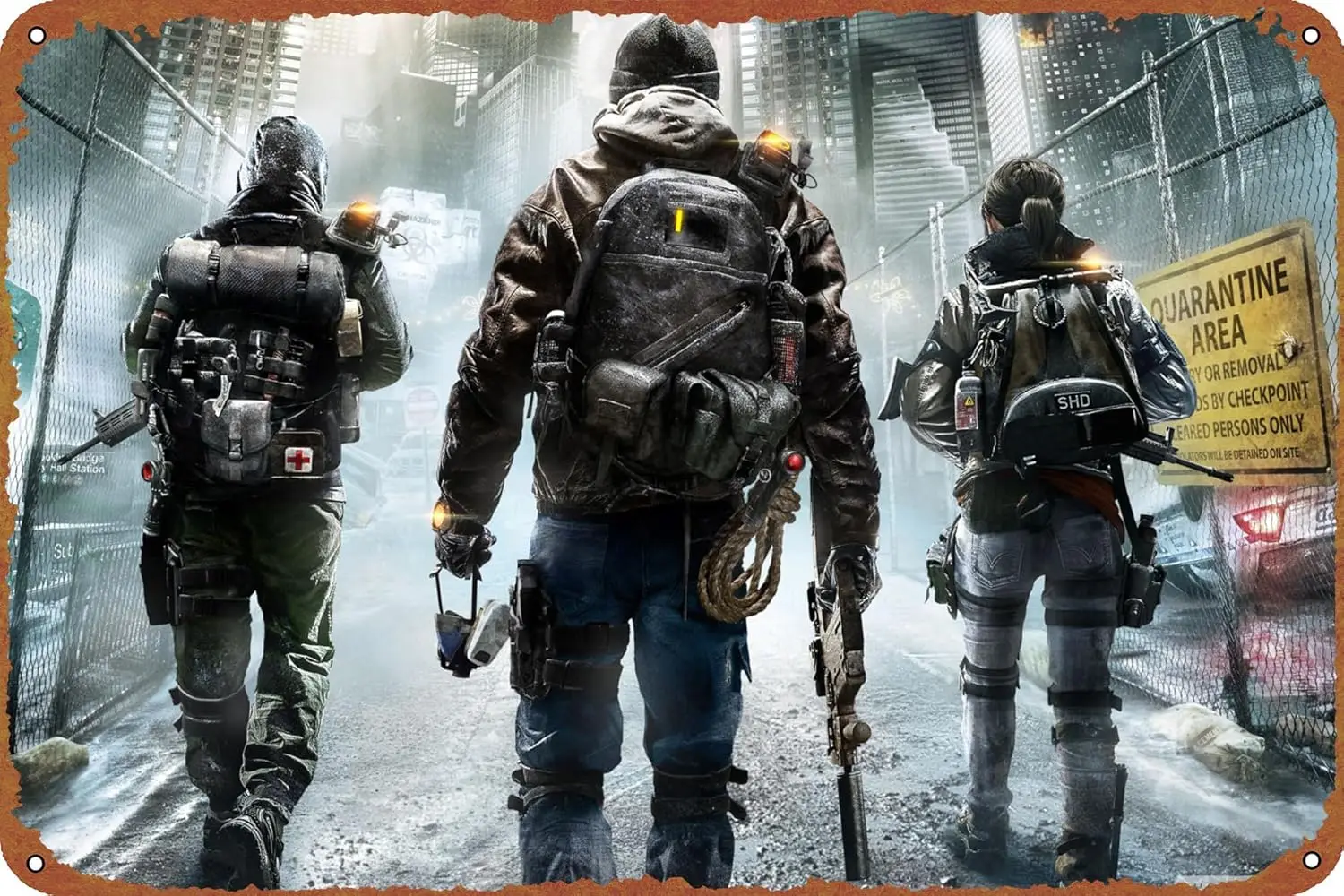 Tom Clancys The Division 2015 Metal Tin Sign Vintage Wall Art Decoration Living Room Bathroom Kitchen Game Poster Decor 8 * 12