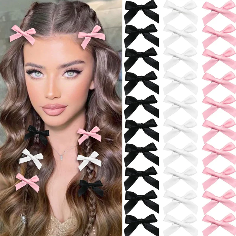 

30 шт. универсальных заколок-бантов – атласные заколки-бантики 3 см, аксессуары для волос, одежды и декора для вечеринок