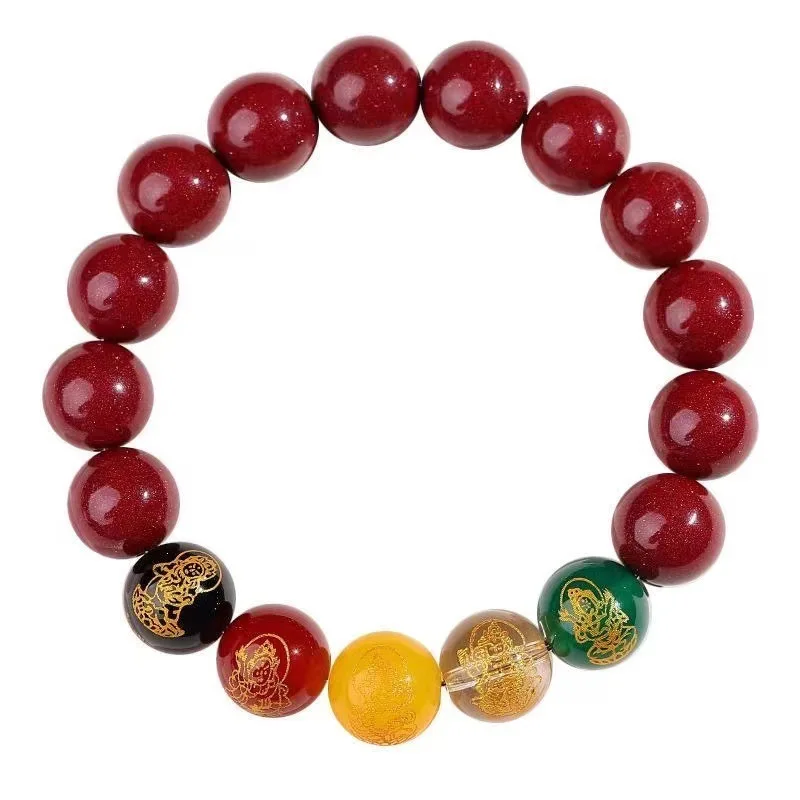 Five way God of Wealth Natural Purple Gold Sand Bracelet Aged Couple Bracelet Jewelry Gift Transfer Bear Bracelet