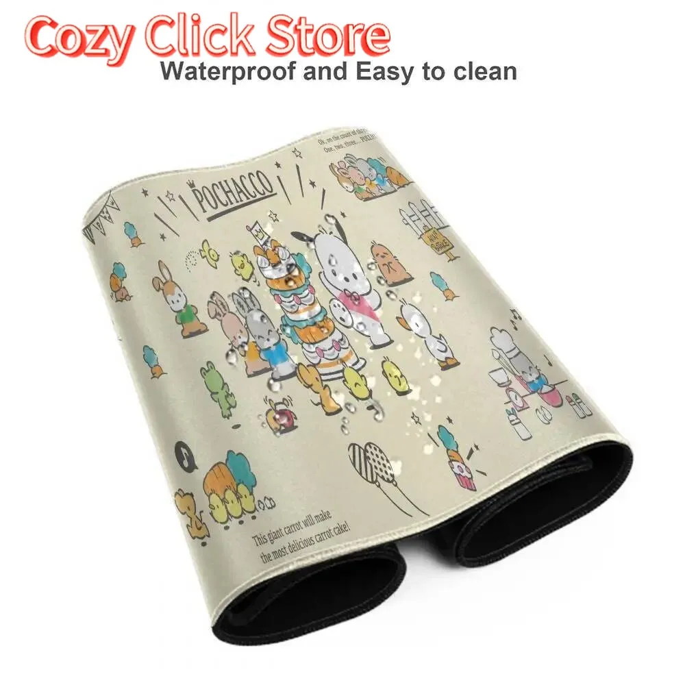 لوحة ماوس سانريو بوشاكو كبيرة جدًا للوحة مفاتيح الكمبيوتر المحمول للفتيات على طراز كاواي مضادة للانزلاق هدية عيد ميلاد