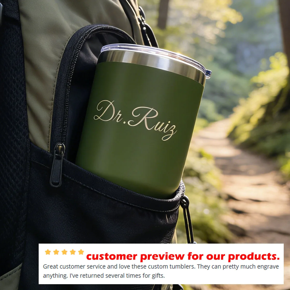 Custom Personalized 30 oz Vacuum Insulated Stainless Steel Large Capacity Tumbler for Workouts, Yoga, Gym, Office, Women, Men view 6