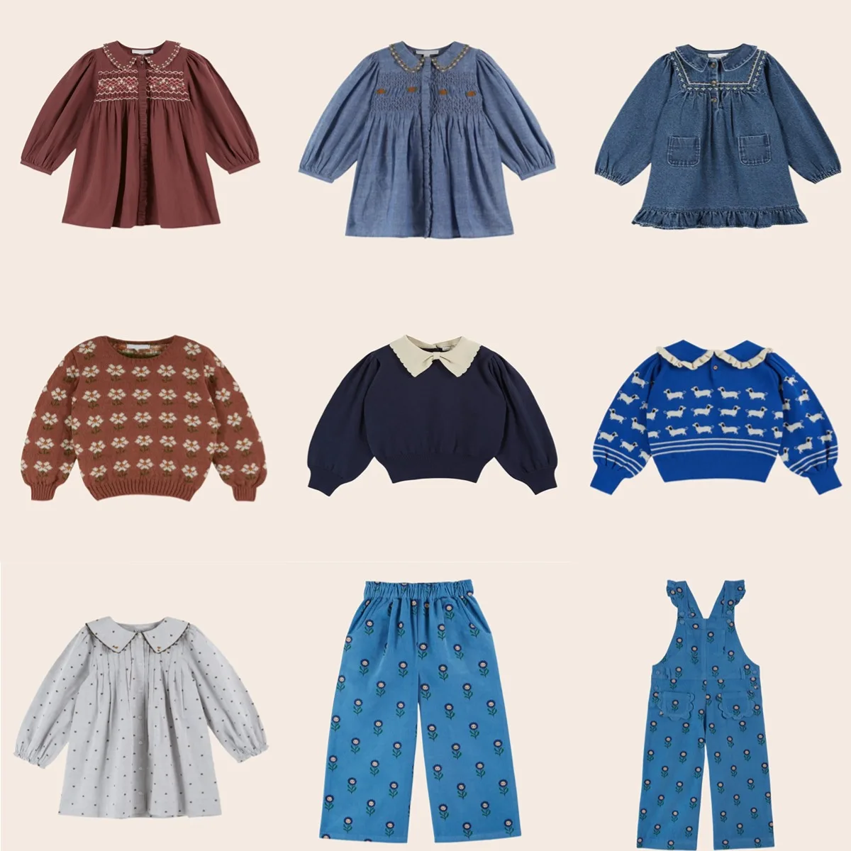 

Pretty Kids EM Girls' Dress 2025 Autumn/Winter Knitted Sweater Corduroy Flower Jumpsuit