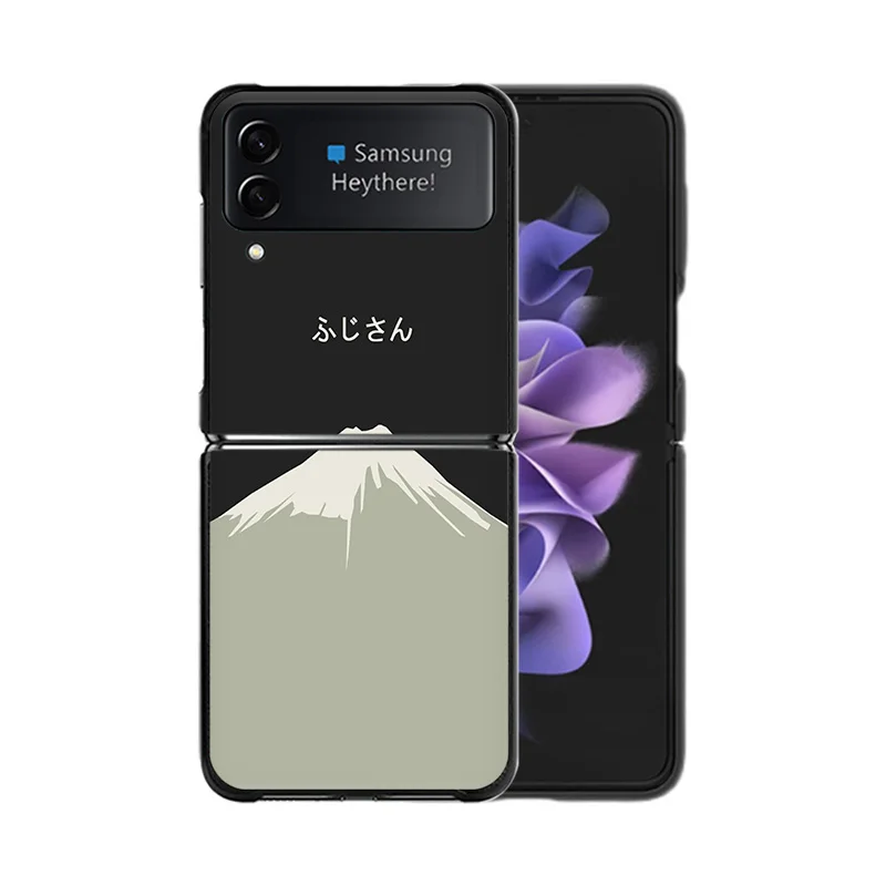 Phone Case for Samsung ZFlip6 5G Z-Flip5 Snow Mountain Volcano Galaxy Z Flip4 Flip3 Flip 6 5 4 3 Shell Black Cases Cover