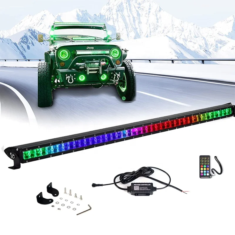 New 6D Combo Beam Multi Color RGBW IP67 Waterproof off Road 4x4 Truck 32 Inch Roof Remote RGB Chasing LED Light Bar