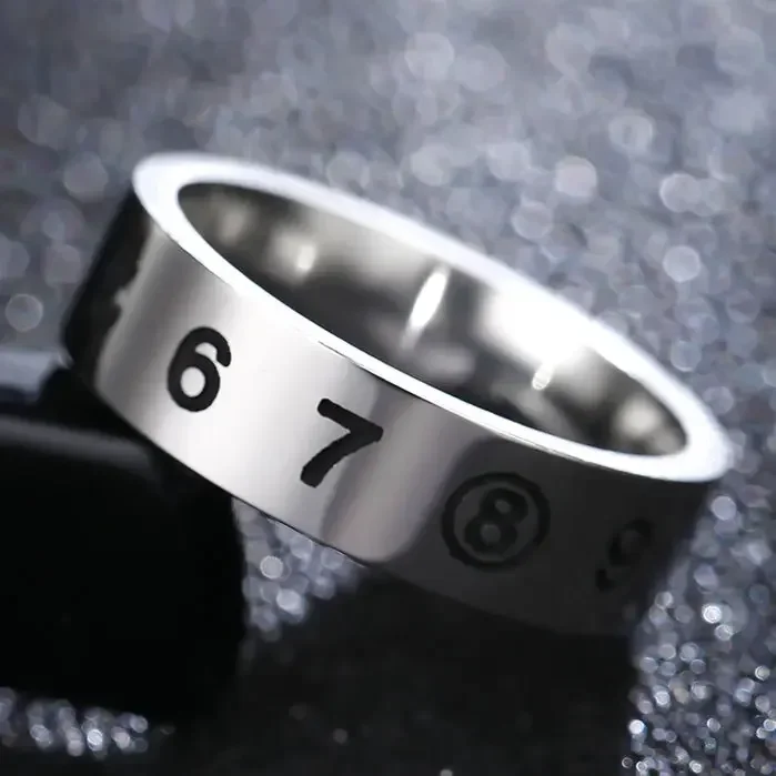 6mm Vintage 316L Stainless Steel Ring for Men And Women Never Fade Number Ring