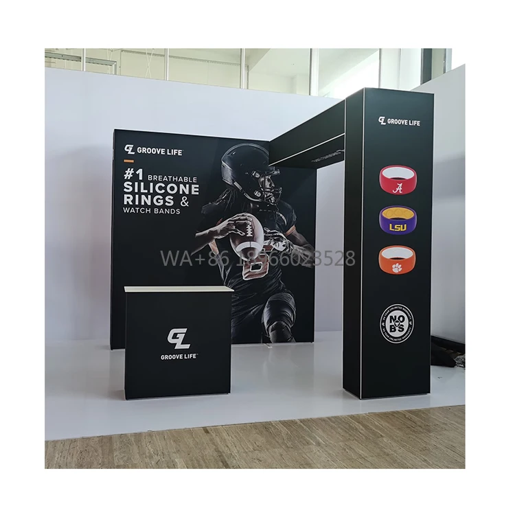 China perfil de alumínio seg pop-up portátil flexível dobrável display 3m cabine de tecido exposição comércio arco pano de fundo suporte