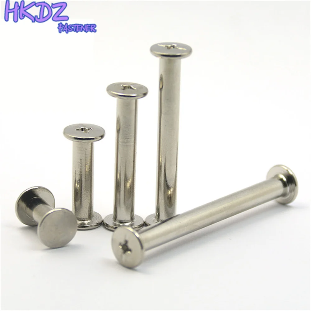 Rivets Hollow Rivets Head M5 Brass Double Hollow Rivets Book Screws Chicago Screws Nickel Plated Steel M5 Length 6mm ~ 100mm
