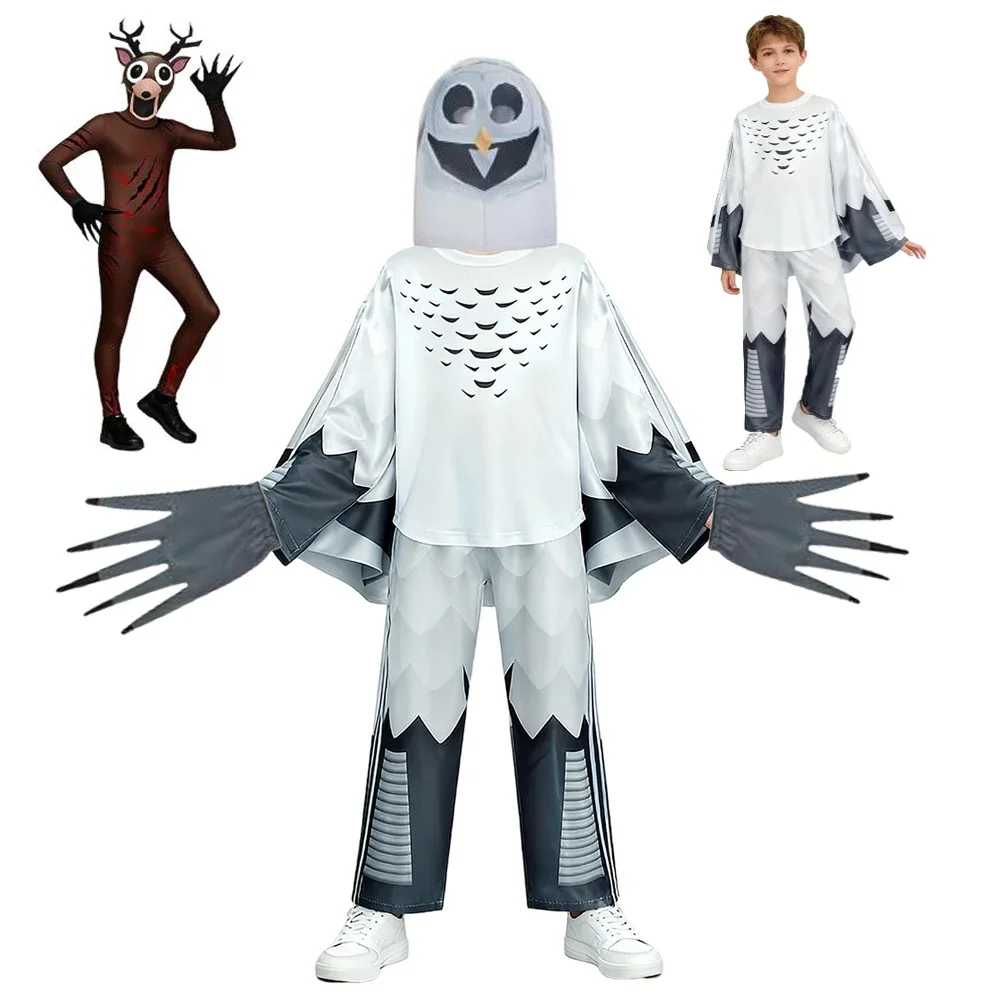

Halloween Adults Owl Forest Party Costume 99 Night Owl Animal Cosplay Suit Kids Carnival Outfit Stage Performance with Mask Cape
