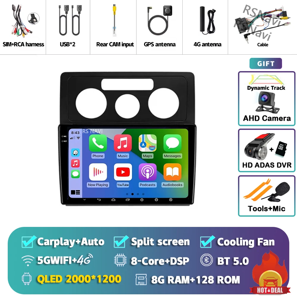 Android 15 Carplay Auto Voor Volkswagen Caddy 2K 3 III 2004-2010 Autoradio Navigatie 2Din DSP Video speler Head Unit BT Stereo