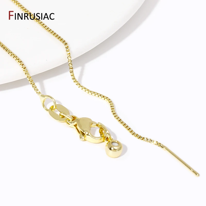 18K Gold Plated Brass 45 cm Box Chain For DIY Necklace Making,0.8 mm Thin Link Chain with Lobster Clasps Chain Handmade Findings