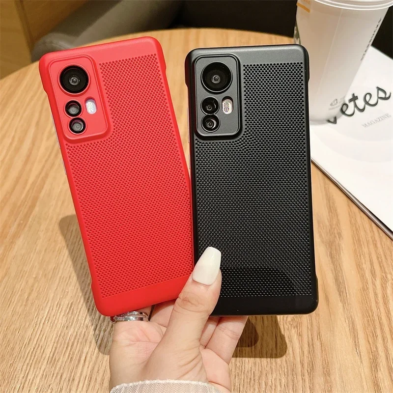 Ultra-Thin Heat Dissipation Breathable Mesh Case For Xiaomi Mi 12 13 11 Lite Redmi Note12 11 10 9 Pro K60 Plain Hard Matte Cover