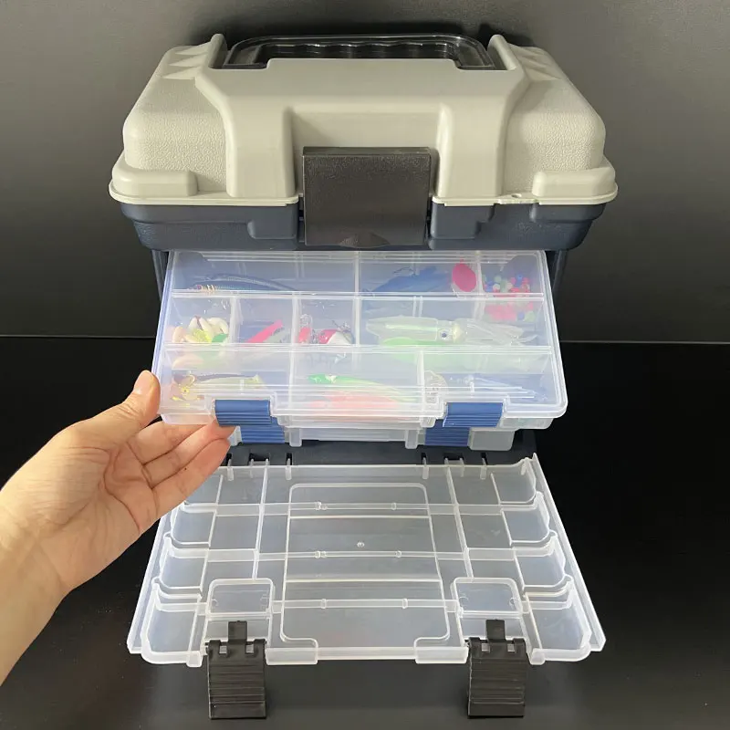 Portable Fishing Equipment Box 4 Layers Fishing Large Capacity With Adjustable Dividers Handle Fishing Tackle Storage Case Box