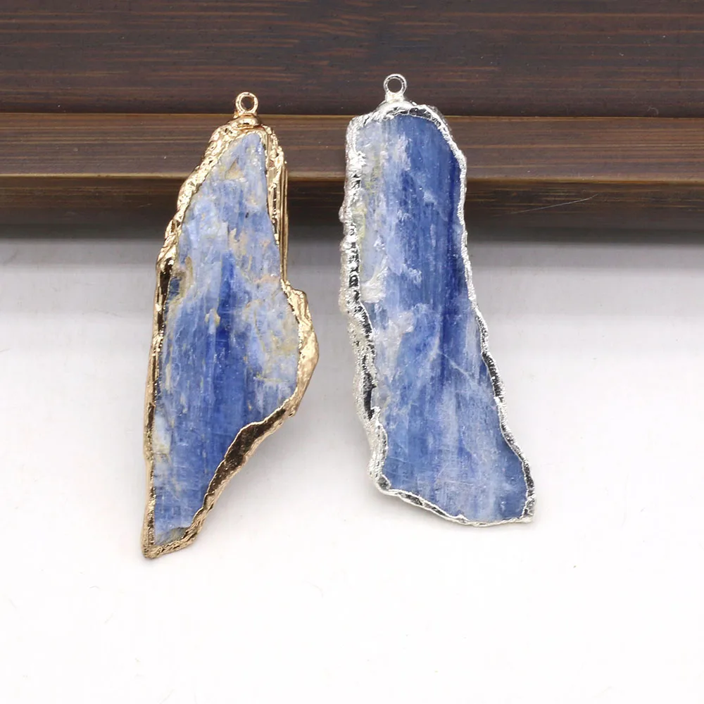 Natural Stone Blue Spodumene Rough Irregular Pendant For Jewelry MakingDIY Necklace Earring Hanging Accessories Charm Gift Party