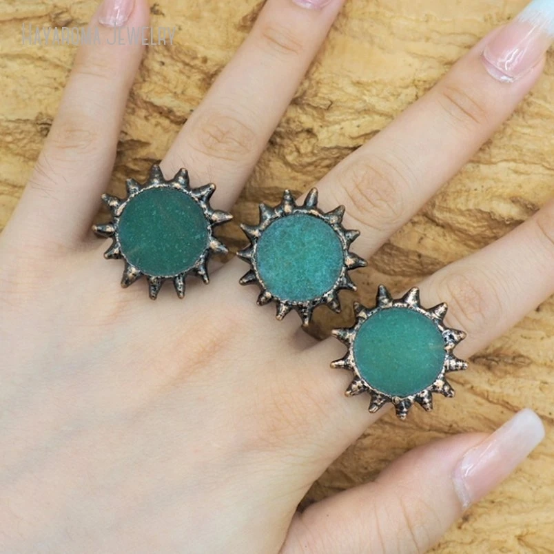 2Pcs Wholesale Sun Thorns Bubble Claw Organic Claws Spiky Brutalist Y2k Handmade Vintage Soldered Tin Alloy Ring RM51102