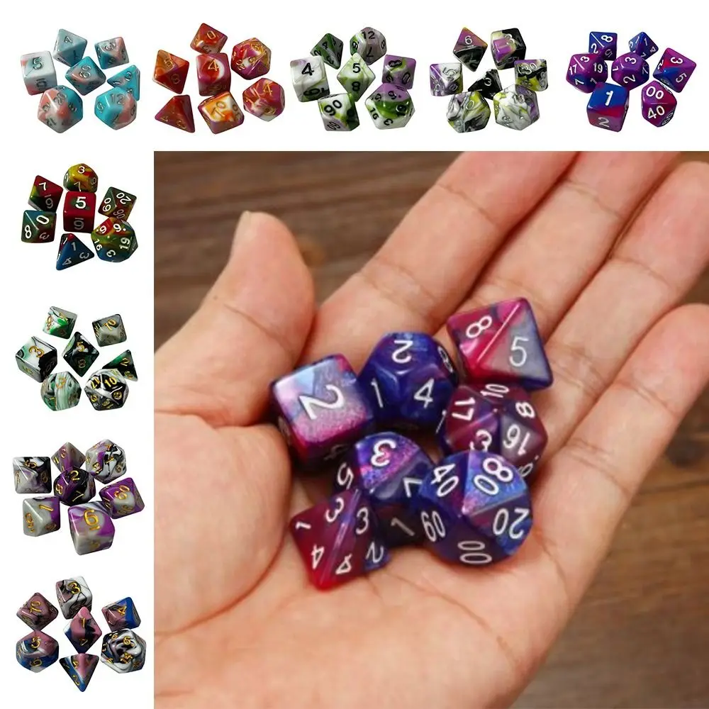 

7 шт. акрил 7 кубиков для TRPG DND настольная игра DND игральные кости игровые кости многогранные игральные кости