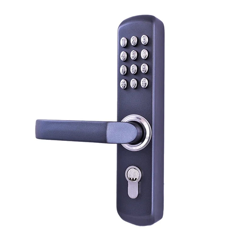 Keyless Entry Smart Lock พร้อมที่จับปุ่มกดแบบกลไกรหัสดิจิตอลล็อคประตูสแตนเลส 304 วัสดุอลูมิเนียม