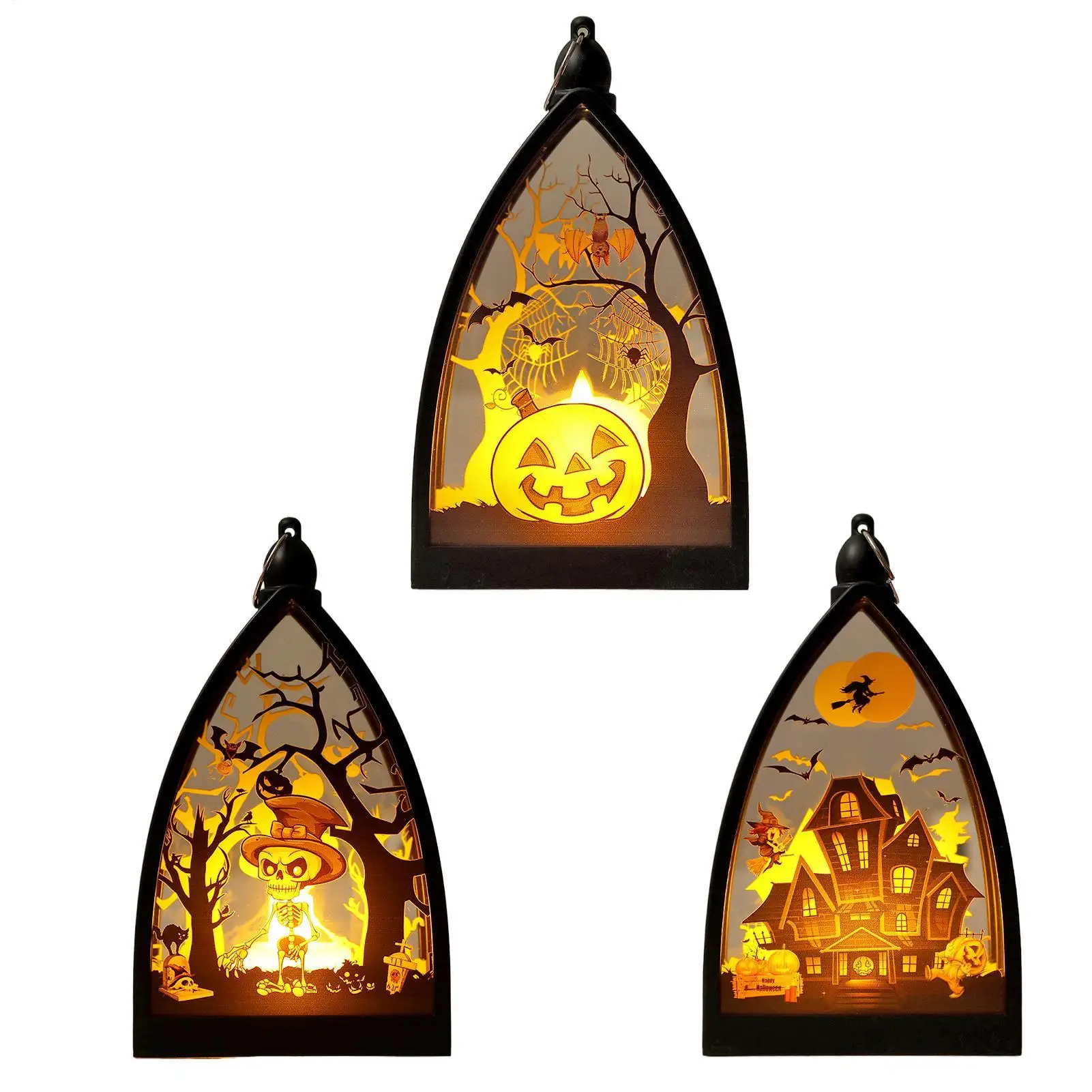 أضواء فانوس الهالوين منضدية الهيكل العظمي اليقطين قلعة فانوس مصباح زخرفة زينة لحديقة الفناء 2025 حفلة معلقة #5