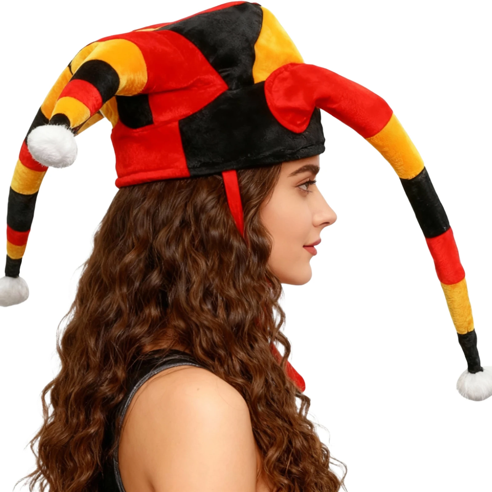 

Clown Hat Multicolor Funny Women Men Mardi Gras Party Hat Halloween Masquerade Fancy Dress Party Carnival Football Soccer Hat