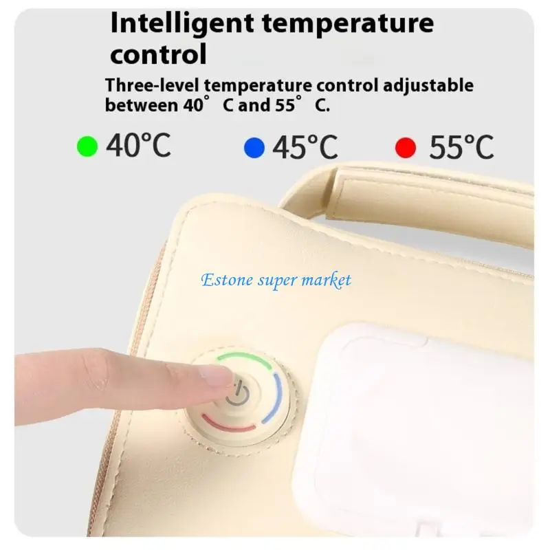 

090B Portable Baby Wipes Warmer 3 Heat Setting Aluminum Foil Lining for Infant Care