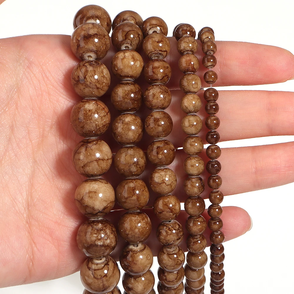 1strand Striped Persian Jade Natutral Stone Beads 4/6/8/10/12mm Round Loose Spacer Bead For DIY Jewelry Making Necklace Bracelet
