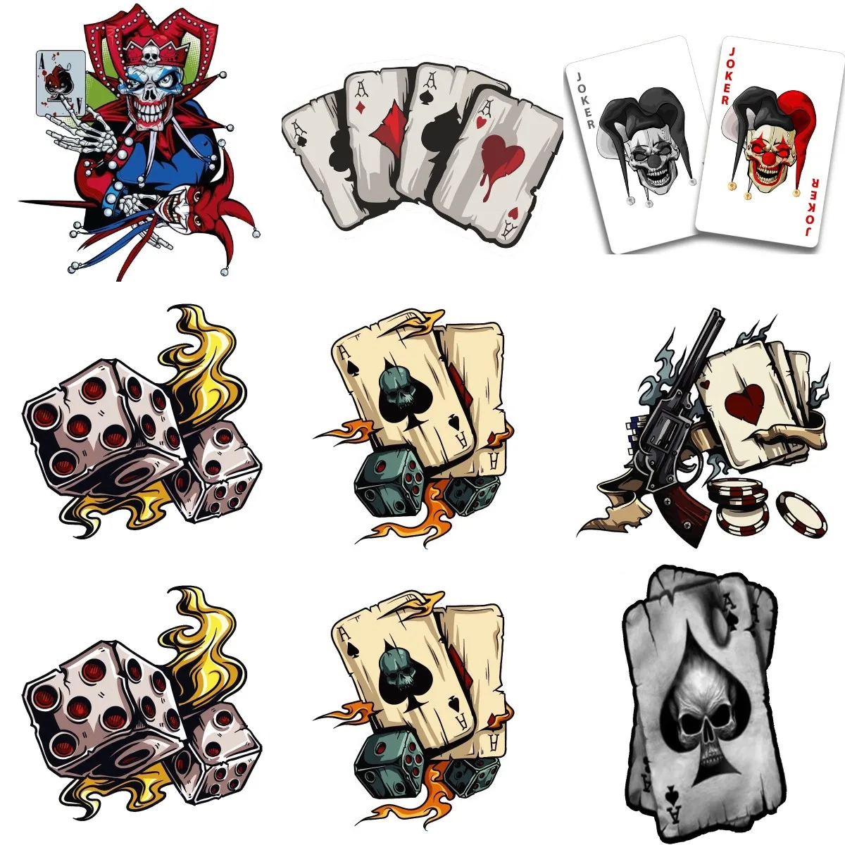 Playing Card SpadeA Joker PVC Creative Stickers for Van Car Window Wall Bicycle Room Table Motorcycle Off-road Decal Accessories