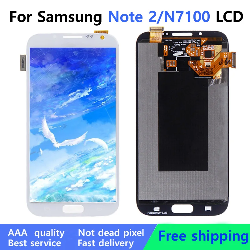 Tested LCD Screen For Samsung Galaxy Note 2 N7100 N7105 LCD With Frame Display Touch Screen Complete+ Free Shipping