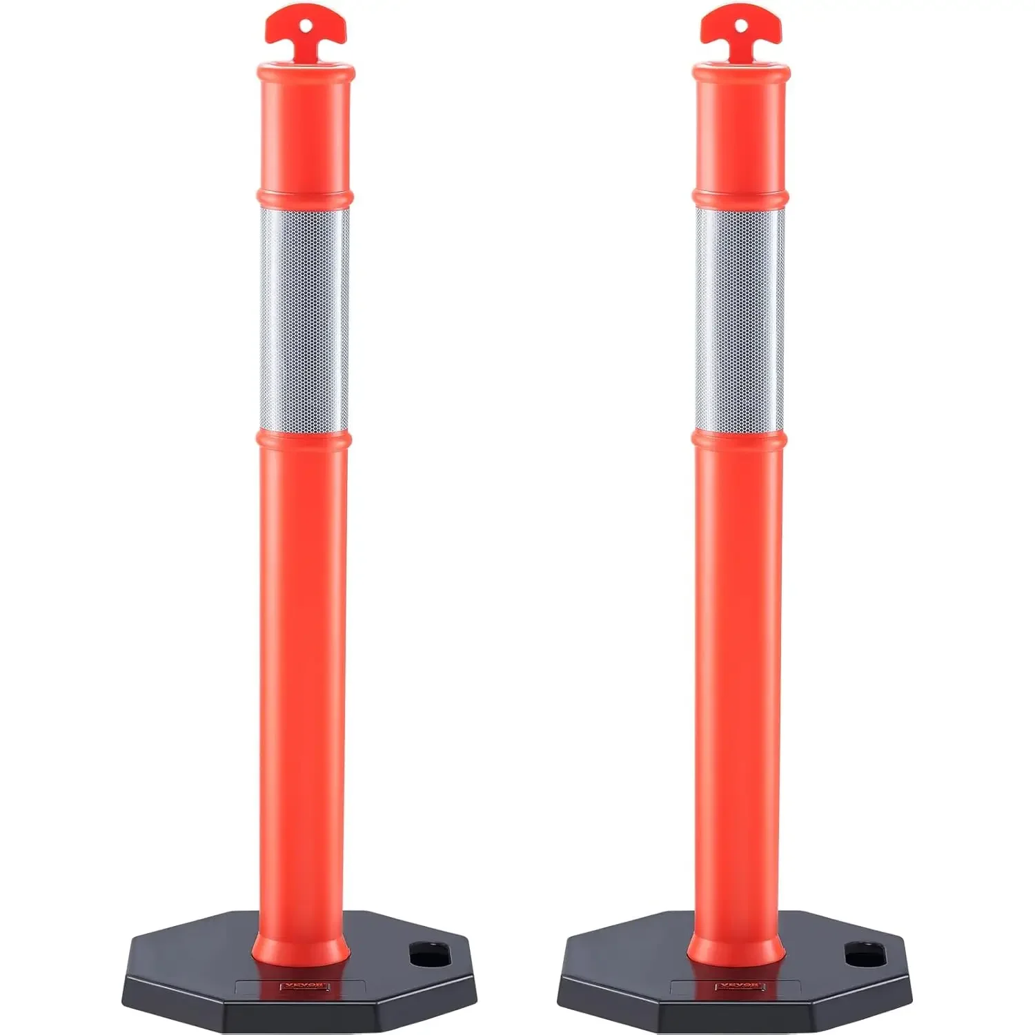 Traffic Delineator Post Cones, 2 Pack, Traffic Safety Delineator Barrier with 16.93 x 16.93 in Rubber Base