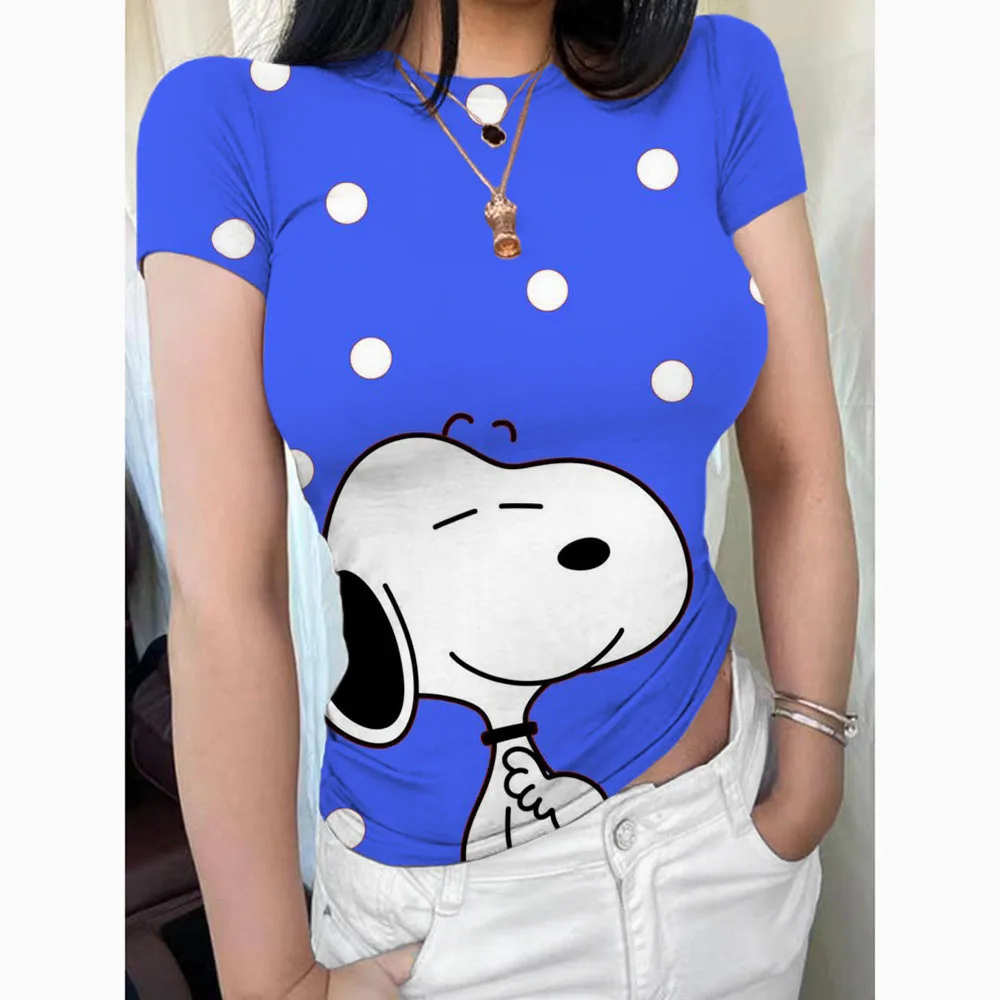 Women's Snoopy Long Sleeve T-shirt Spring and Autumn Slim Fit Hoodie T-shirt Women's Street Wear Basic T-shirt Top Casual