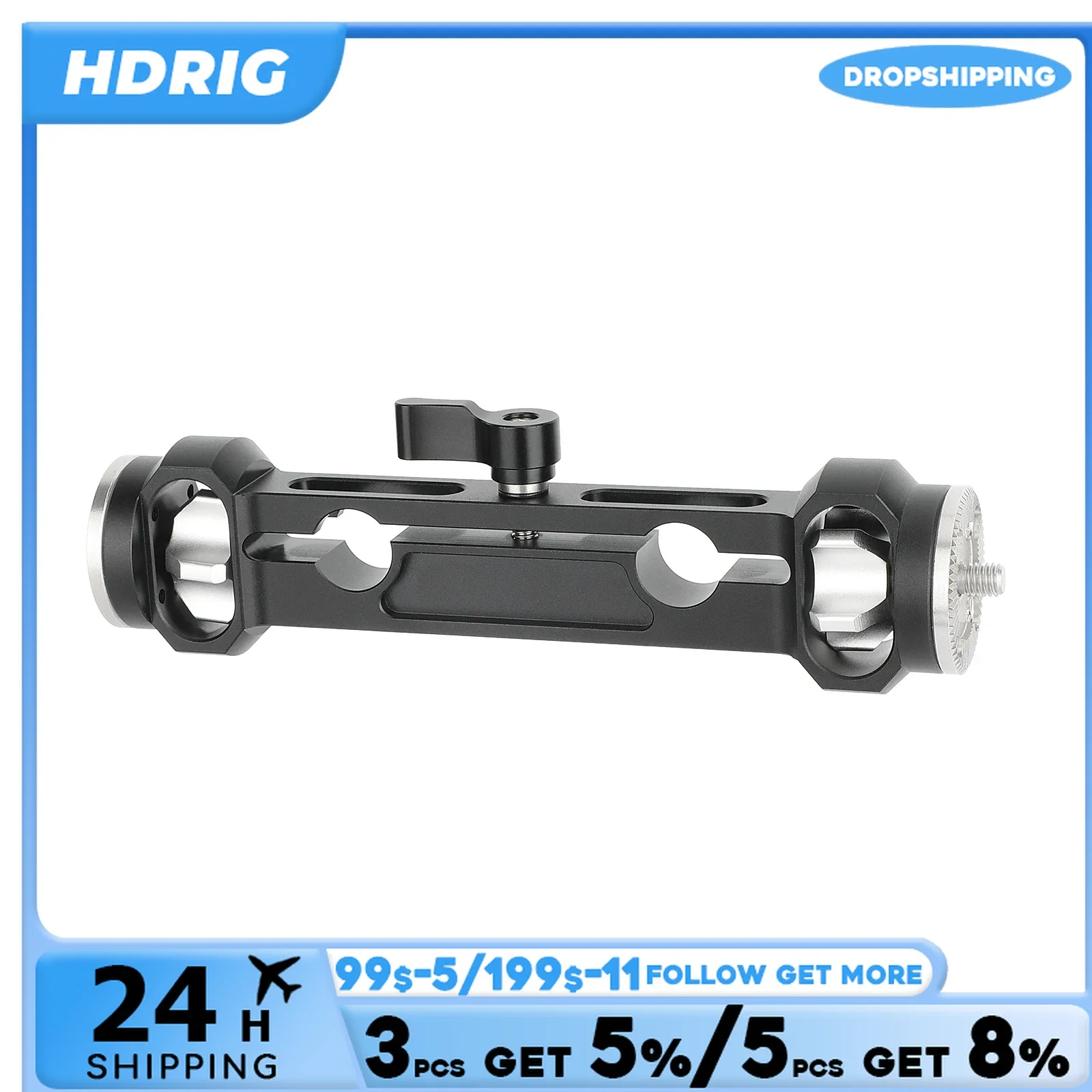 

HDRIG 15mm Rod Clamp with Standard ARRI Rosette (Dual M6 Male Screw) For Handle Camera Cage Shoulder Rig 1/4 3/8 inch Screw Cam