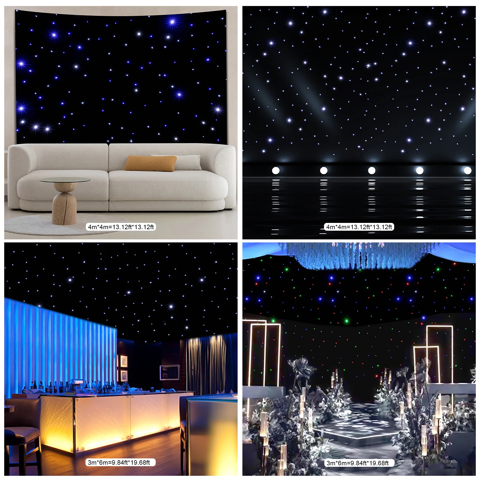 

19.69FTx9.84FT/ 3m x 6m LED Stage Starry Sky Cloth with Controller, Foldable Drape Starlight Backdrop Background LED Star