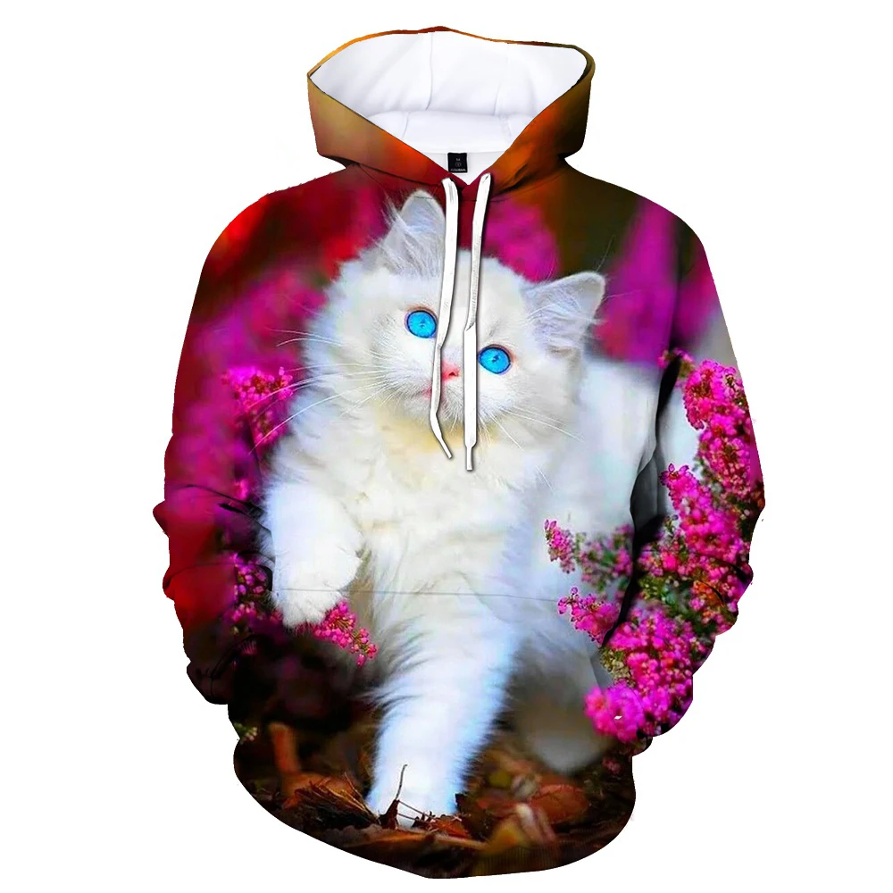 

Cute Cat Hoodies Animal 3D Print Men Women Fashion Oversized Long Sleeve Hooded Sweatshirts Streetwear Pullovers Woman Clothing