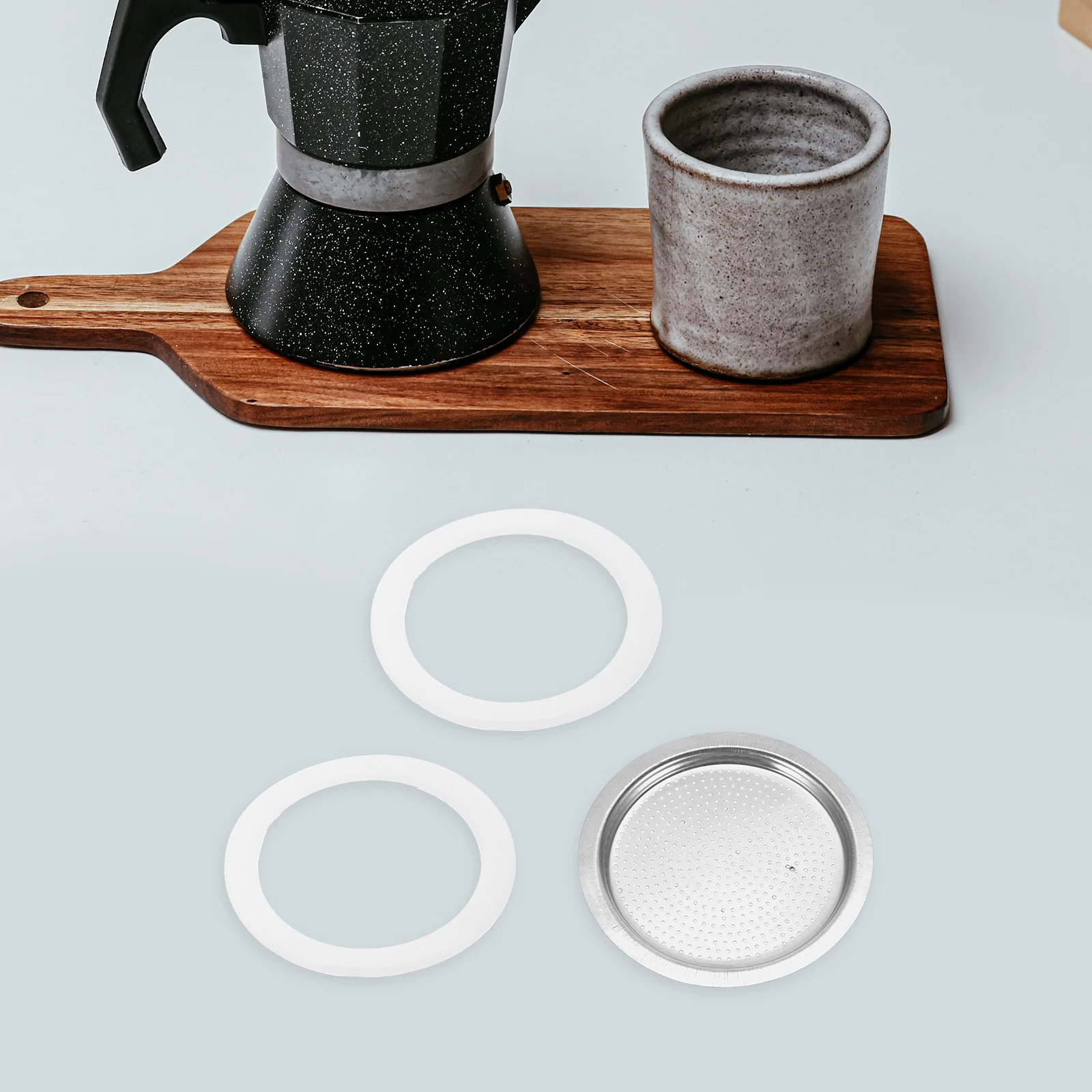 

1Set Coffee Pot Sealing Rings Silicone Gasket Stainless Steel Filter Replacement Parts 9 Cup Espresso Maker Accessory