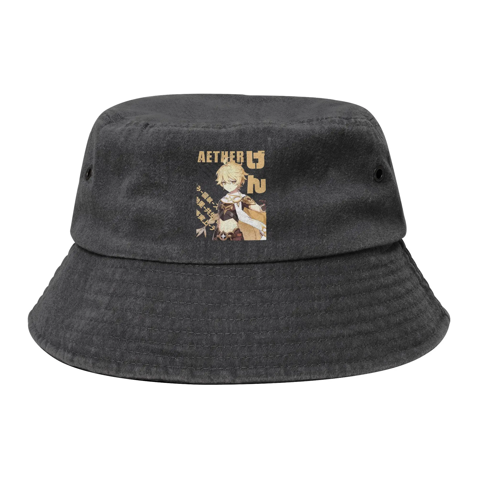 Genshin Impact Aether Bucket Hat for Men Women Summer  Distressed Denim Field Hat UV Protection for Camping Fishing Cap